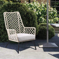 Armen Living LCMPCHNAT Marco Indoor Outdoor Steel Lounge Chair with Natural Springs Rope and Grey Cushion