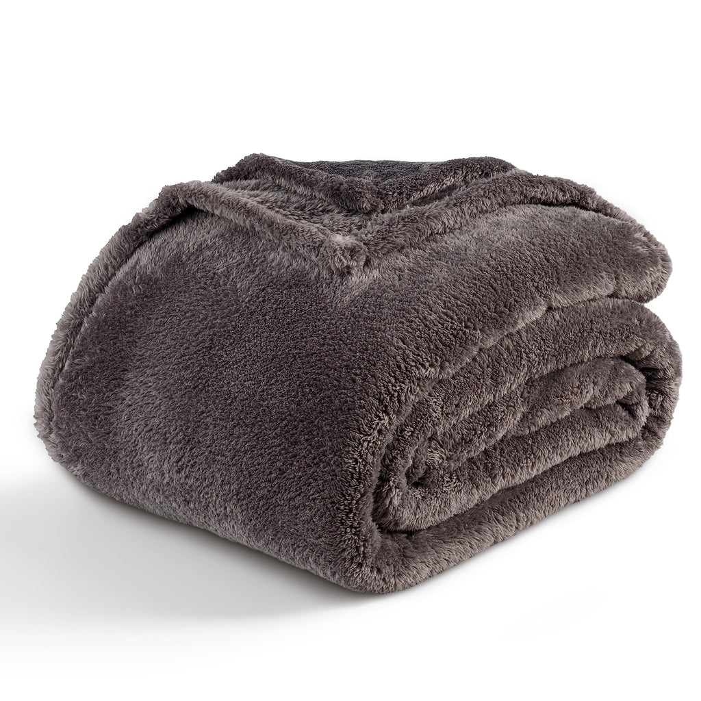 Berkshire Blanket Classic Extra-Fluffy Plush Throw Blanket, Soft Fuzzy Fluffy Long Hair Throw Blanket For Couch Sofa Bed, Shadow