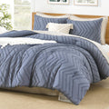 Litanika Bluish Grey California King Size Comforter Set, 3 Pieces Chevron Tufted Bedding Set & Collections, All Season Bed Set (