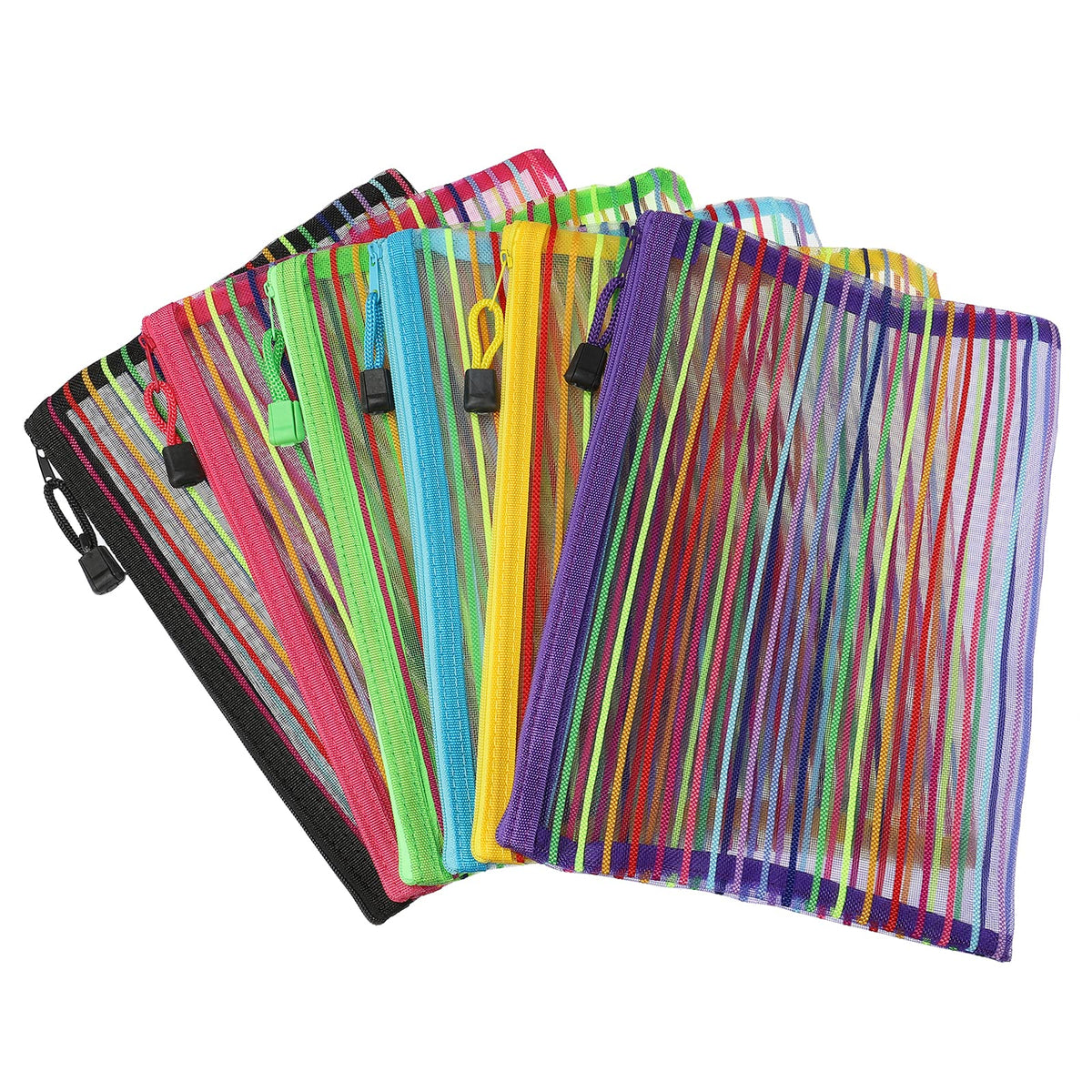 Meccanixity Mesh Zipper Pouch, A5 Nylon Mesh Cosmetic Bags Pencil Case Document Bag Zipper File Pouch For Office Travel Makeup,