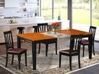 East West Furniture QUAN5-BCH-LC 5 Piece Dining Set Includes a Rectangle Dining Room Table with Butterfly Leaf and 4 Faux Leather Upholstered Chairs, 40x78 Inch, Black & Cherry
