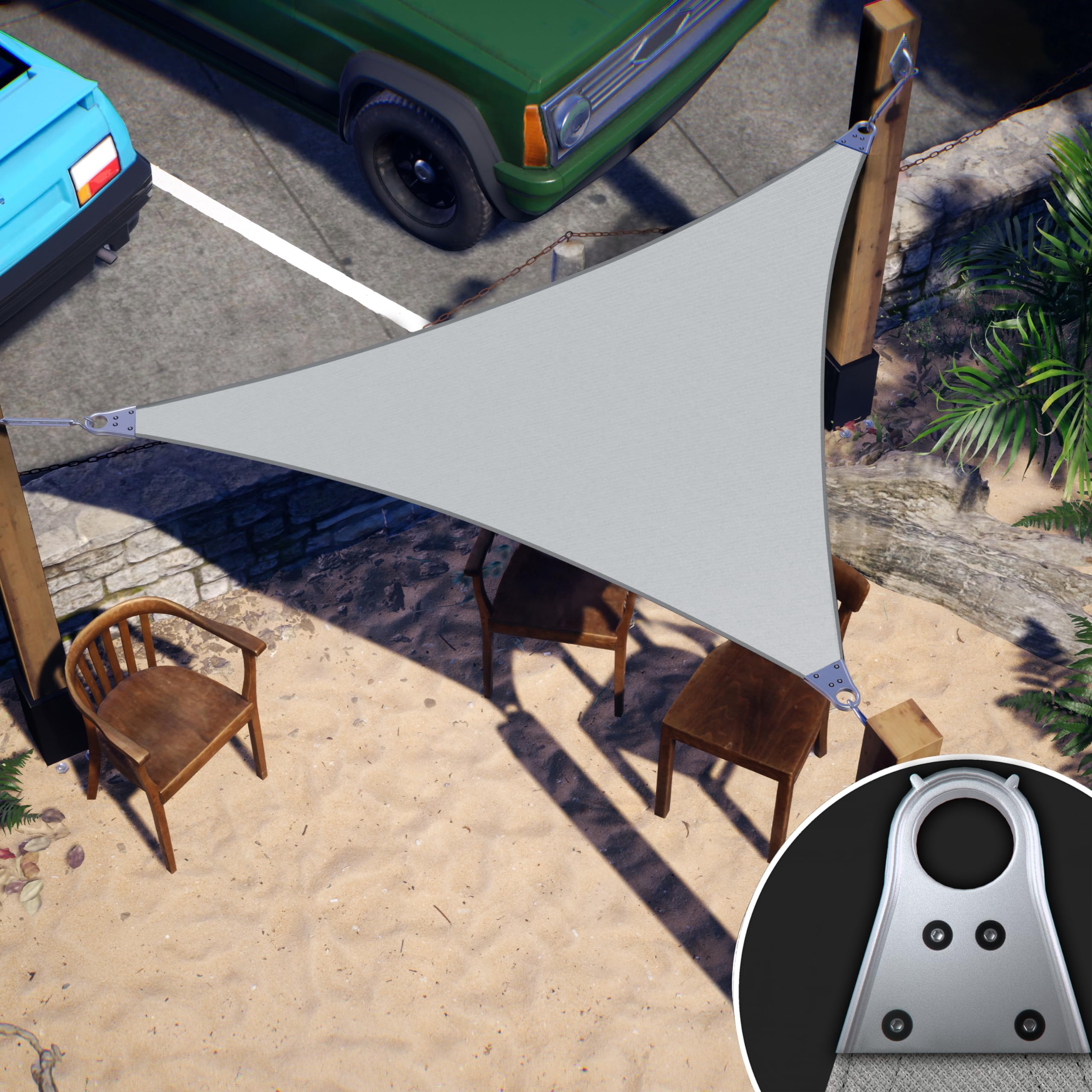 Colourtree Super Ring 44' X 45' X 62.94 Grey Right Triangle Customized Size Sun Shade Sail,Commercial Grade Canopy, Reinforced C