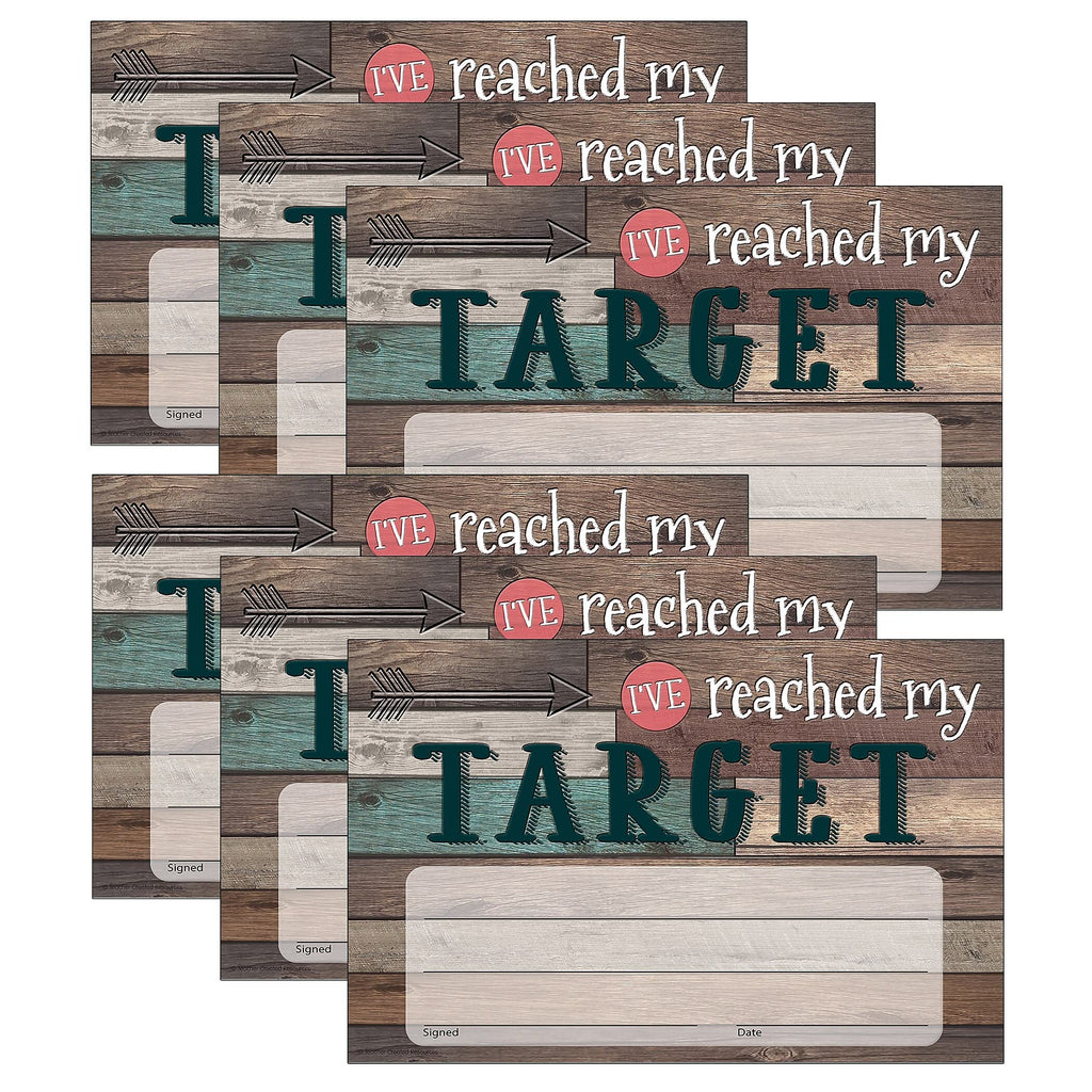 Teacher Created Resources Tcr8821-6 Home Sweet Classroom: I've Reached My Target Awards, Brown, 25 Per Pack, 6 Packs (Tcr8821-6)
