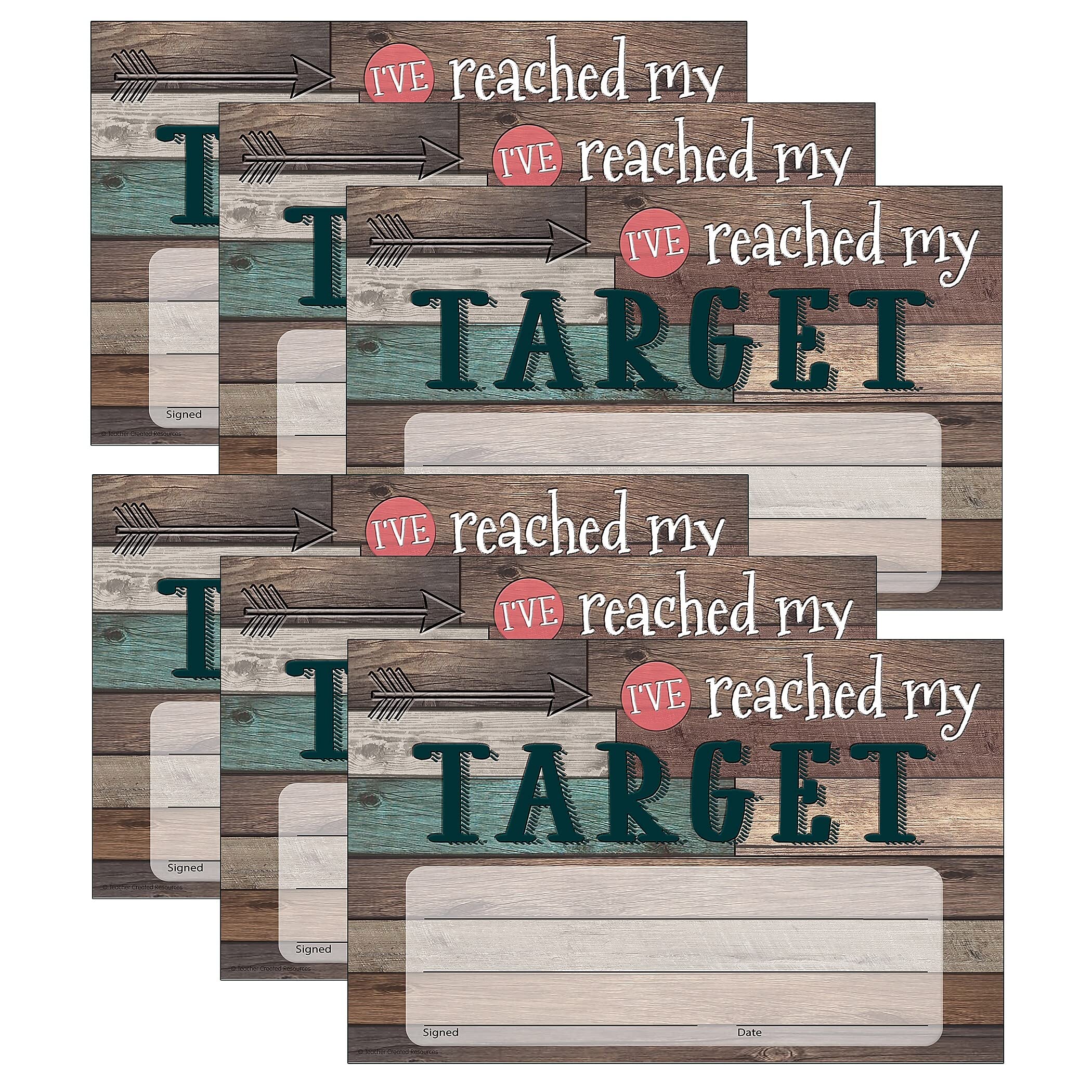 Teacher Created Resources Tcr8821-6 Home Sweet Classroom: I've Reached My Target Awards, Brown, 25 Per Pack, 6 Packs (Tcr8821-6)