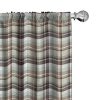 Ambesonne Brown Plaid Window Curtains Pack of 2, Brown Blue Associated Print Repeating Squares and Stripes Geometric Layout, Lig