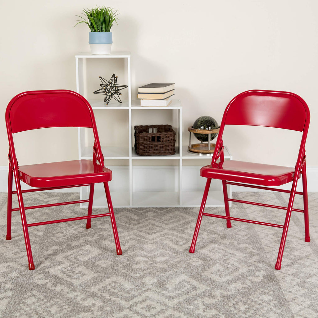 Hercules Series Folding Chair [Set Of 4] Finish: Red