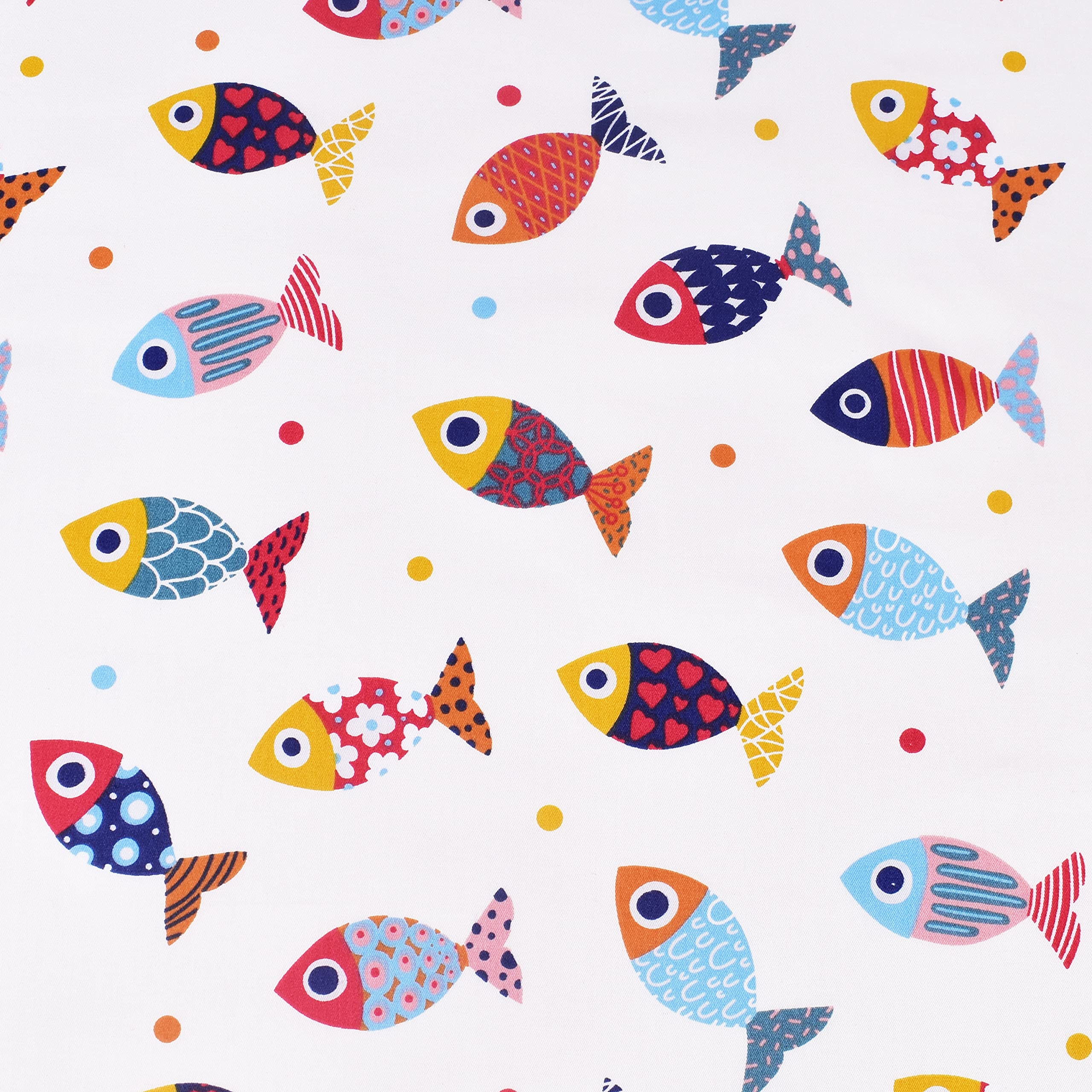 Scientific Sleep Colourful Fish Sardine Kids Toddler 100% Cotton Cozy 3 Pcs Twin Bed Sheet Set, Flat Sheet & Fitted Sheet & Pill