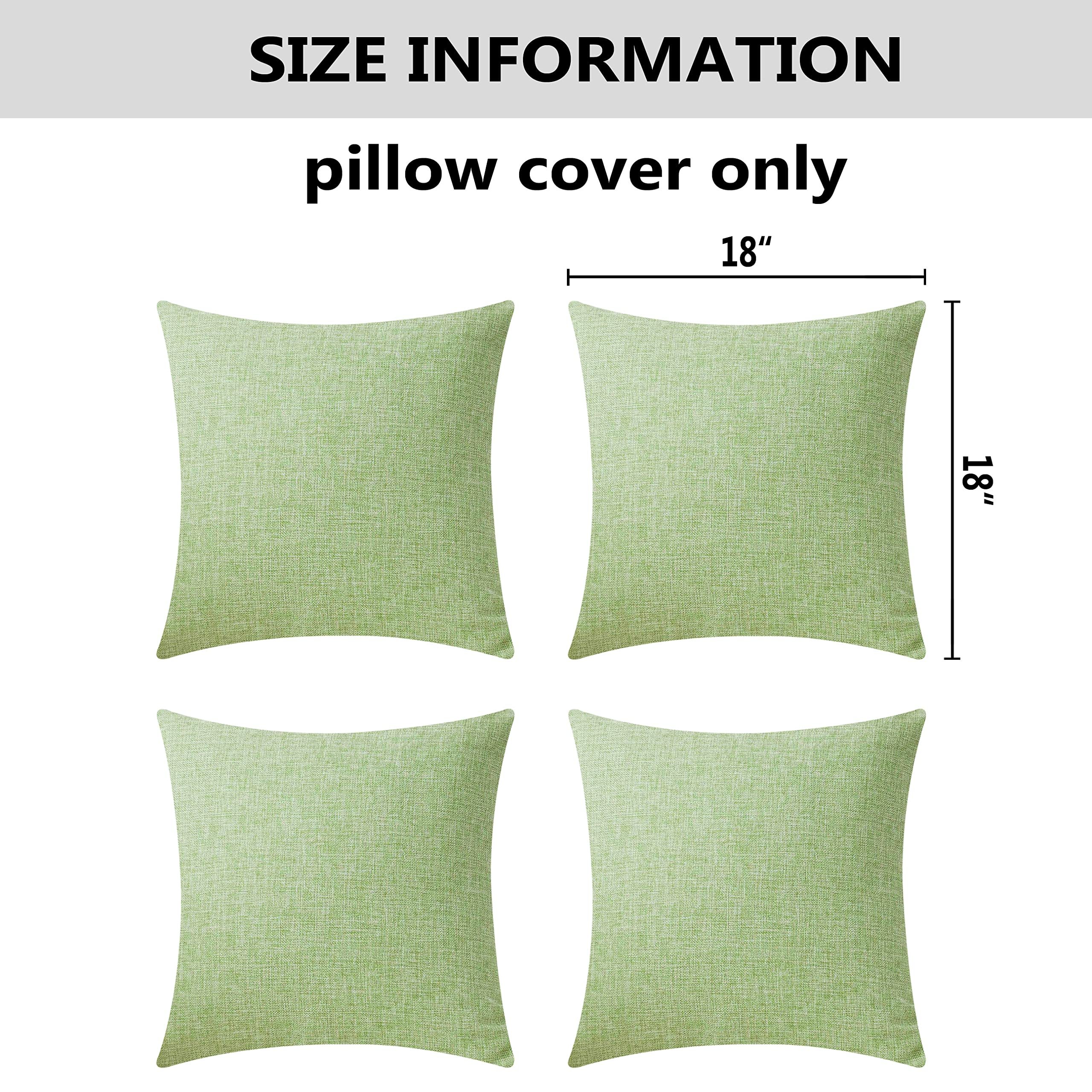 Home Brilliant Pillow Covers Green Linen Textured Decorative Pillowcases For Bed Sage Burlap Sofa Pillows Slipcovers For Couch L