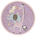 SAFAVIEH Carousel Kids Collection Area Rug - 4 Round, Purple, Animal Design, Easy Care & Non-Shedding, Ideal for High Traffic A