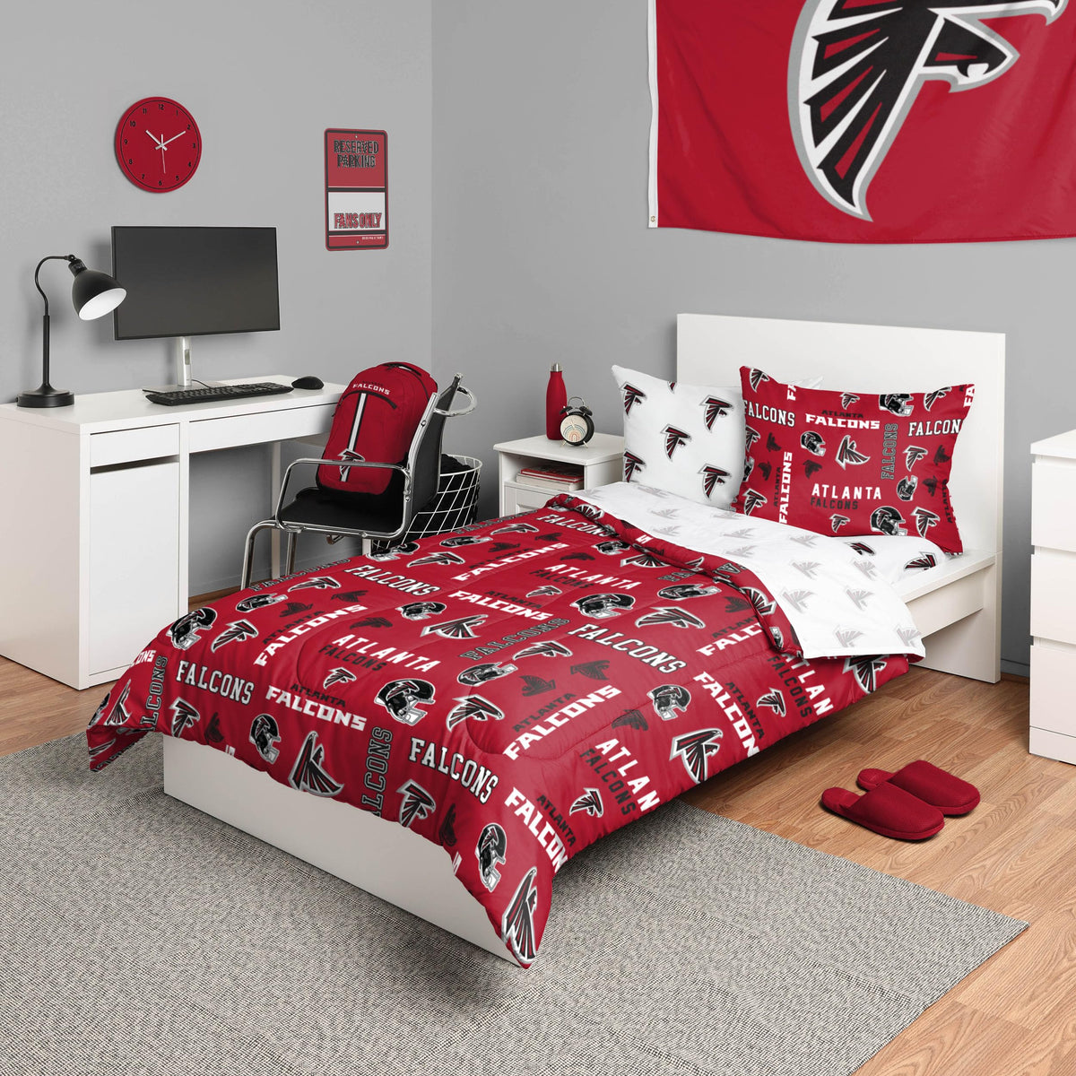 Foco Atlanta Falcons Nfl Team Color Bed In A Bag Comforter Bedding 5 Piece Twin Set