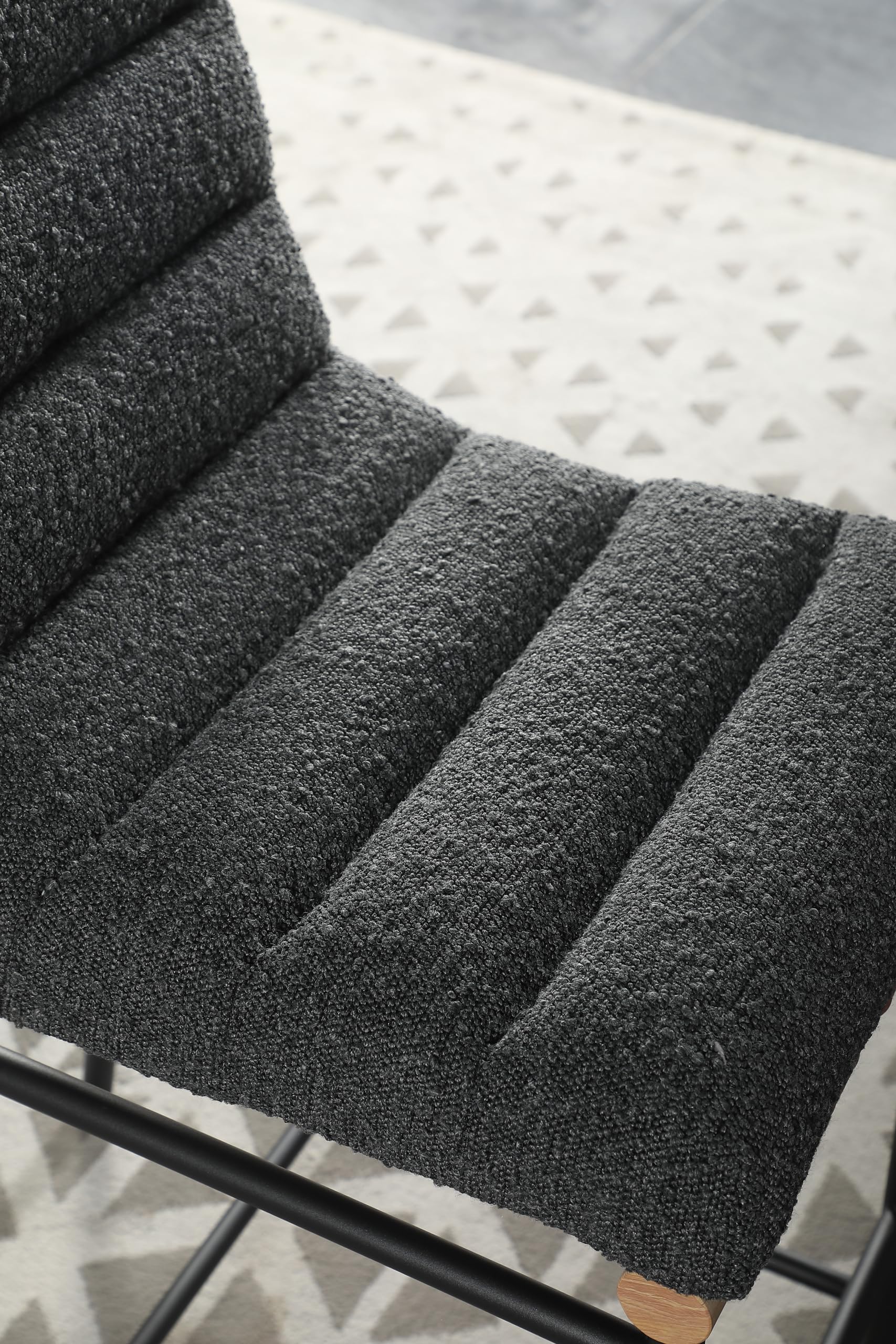 LILOLA LIVING Lahni Dark Gray Boucle Fabric Counter Height Chair