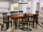 East West Furniture LGAN7-BCH-W 7 Piece Dining Set Consist of a Rectangle Dining Table with Butterfly Leaf and 6 Kitchen Chairs, 42x84 Inch, Black & Cherry