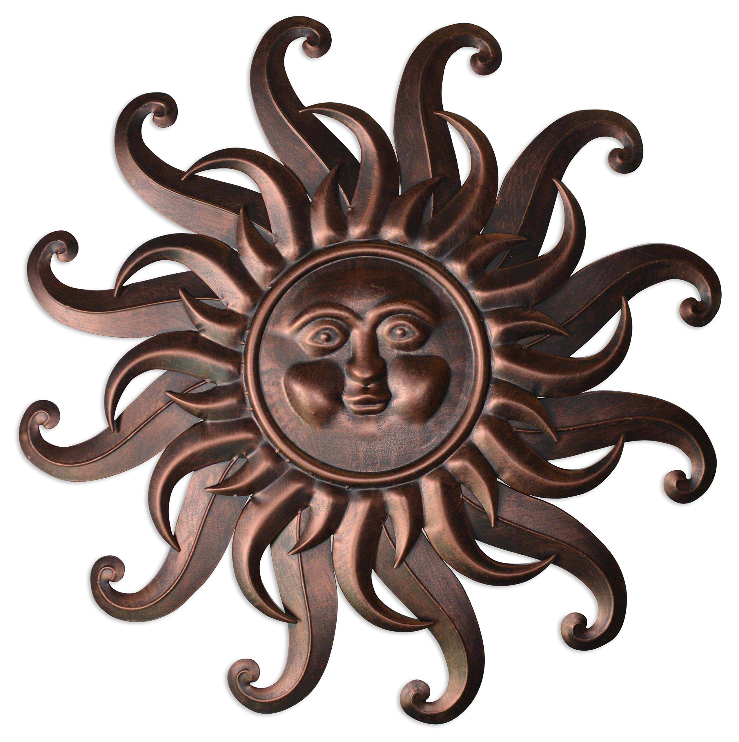 Comfy Hour Metal Wall Art Decor Outdoor Inside with 3D Sun Face, 27' Large Outside Sun Metal Decorations Hanging on House, Livi