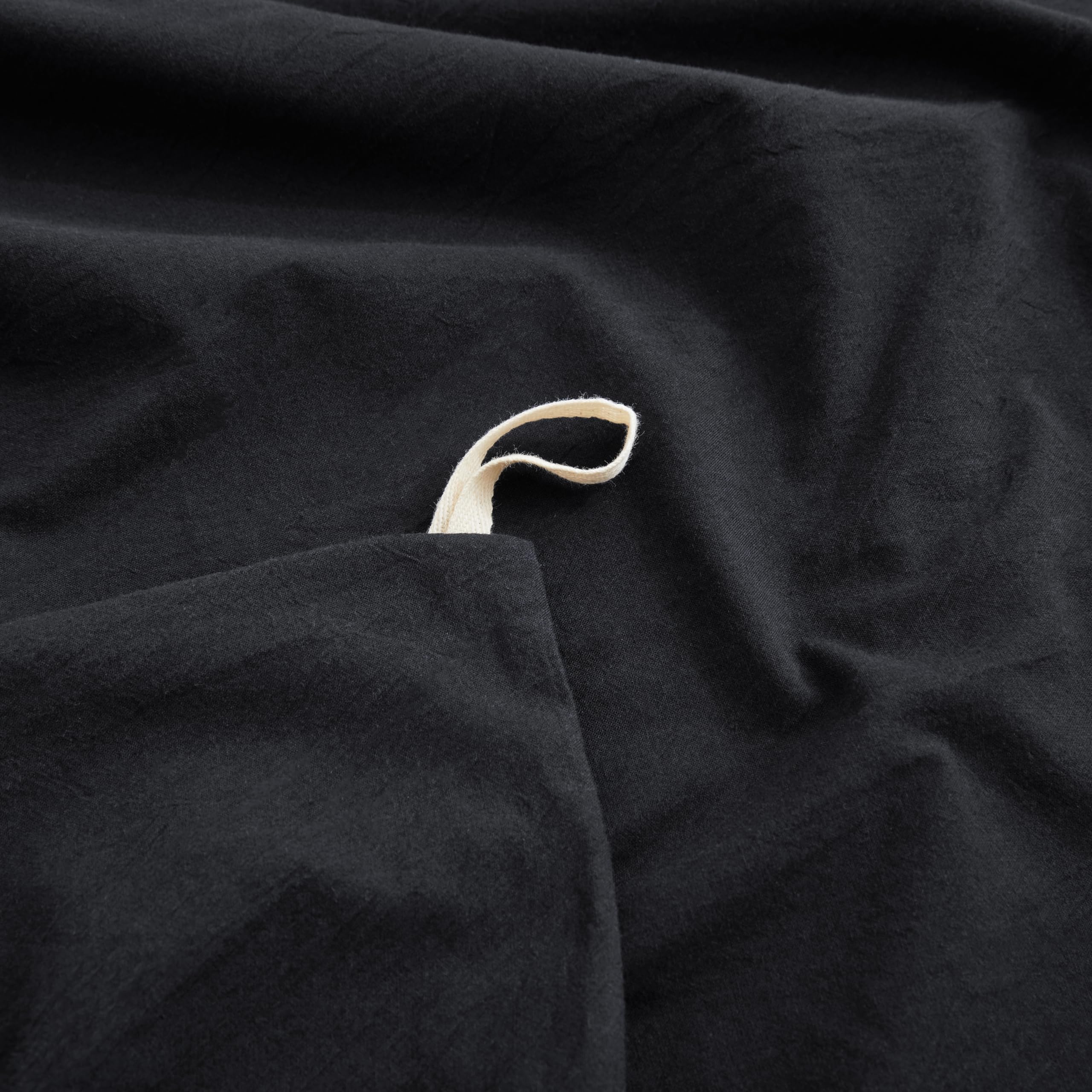 Lovque Black Duvet Cover Twin Size, 100% Washed Cotton Linen Like Bedding Set With Zipper Closure (No Comforter), 68X90 Inches