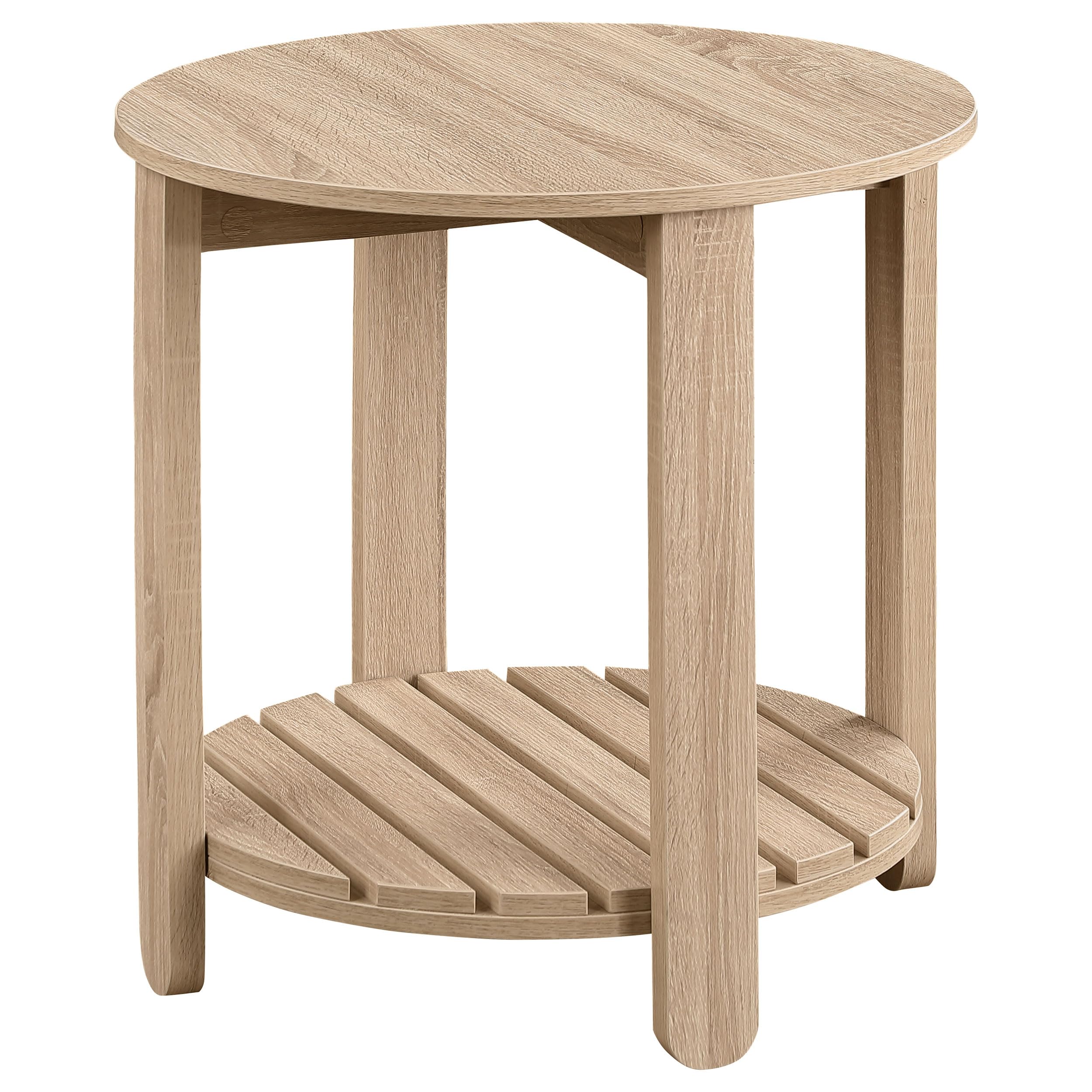 Coaster Home Furnishings Fowler 1-Shelf Round Engineered Wood Side End Table Natural