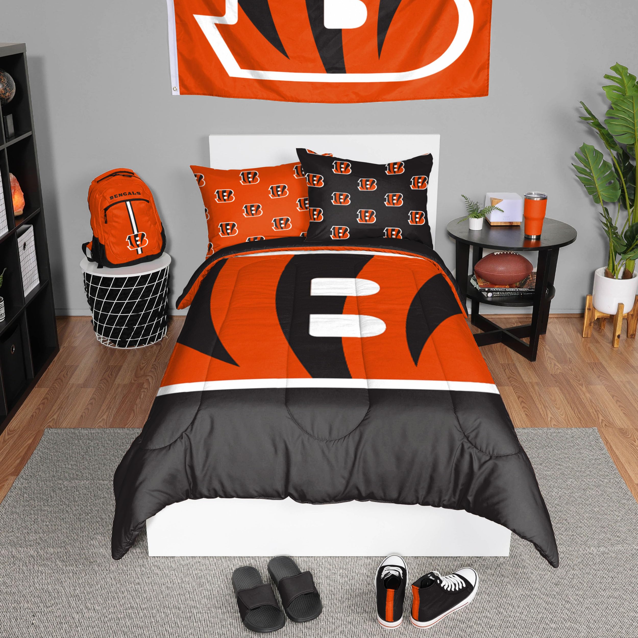 Foco Cincinnati Bengals Nfl Team Color Bed In A Bag Comforter Bedding 3 Piece Twin Set