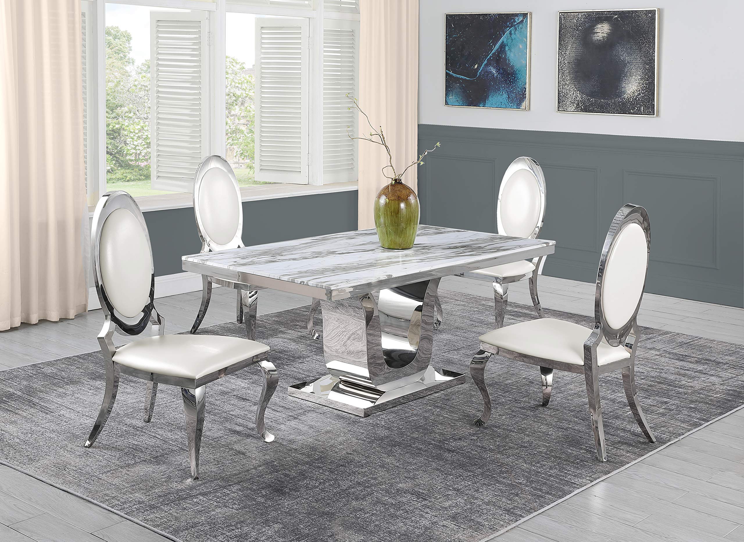 Furniture D14-4Sc183 Dining Set, White