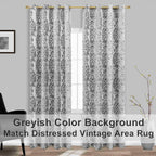 Mrs.Naturall Black And Grey Cream Living Room Curtains 84 Inches Long Damask Patterned Dark Light Blocking Window Treatments Room Curtains Drapes For Bedroom,52X84 Inch Length 2 Panels Set