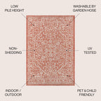 Jonathan Y Smb104A-5Sq Malta Bohemian Medallion Textured Weave Indoor Outdoor Area Rug, Coastal,Traditional,Transitional Easy Clean,Bedroom,Kitchen,Backyard,Patio, Non-Shed, Red/Taupe, 5' Square