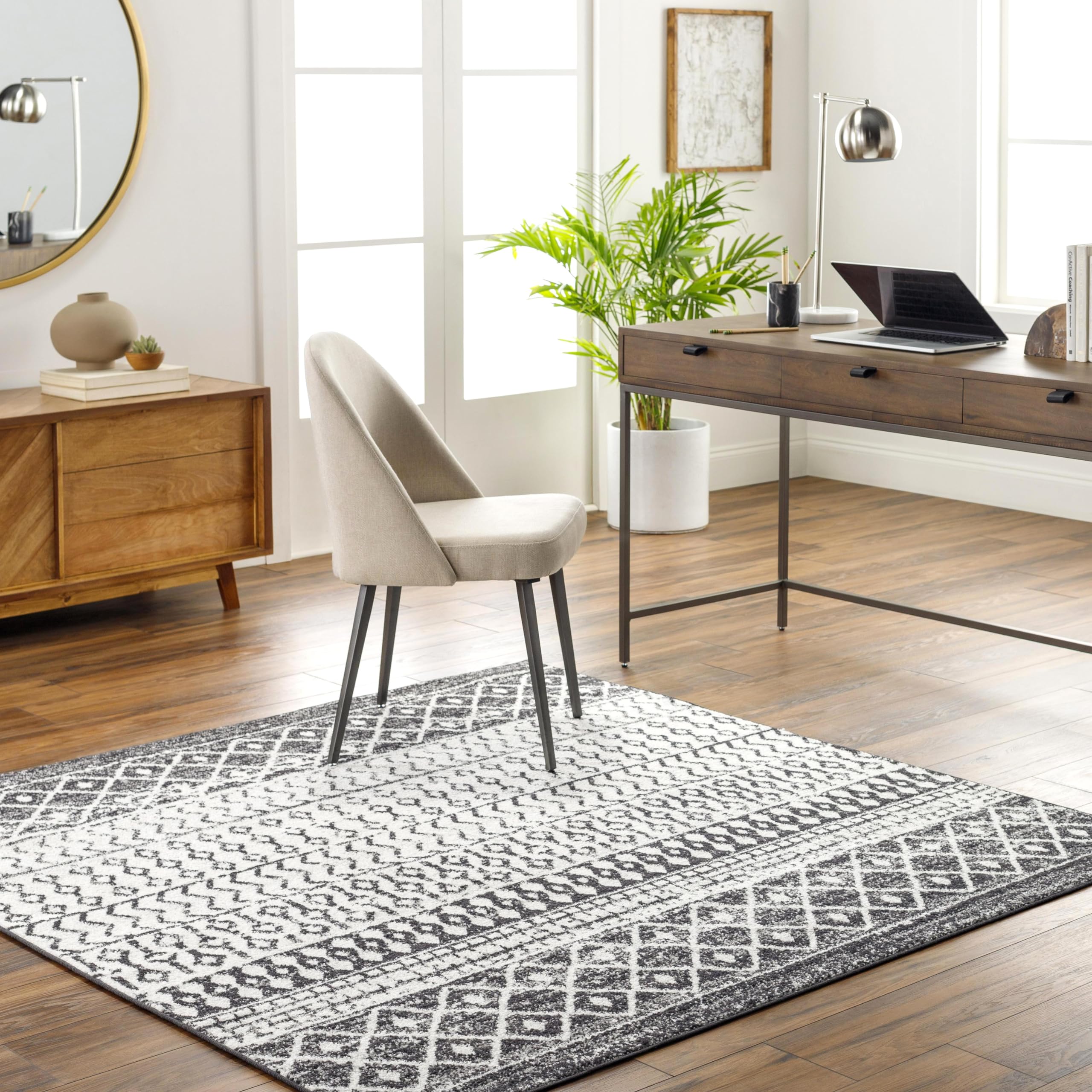 Livabliss Chester Boho Moroccan Area Rug,10' Square,Black