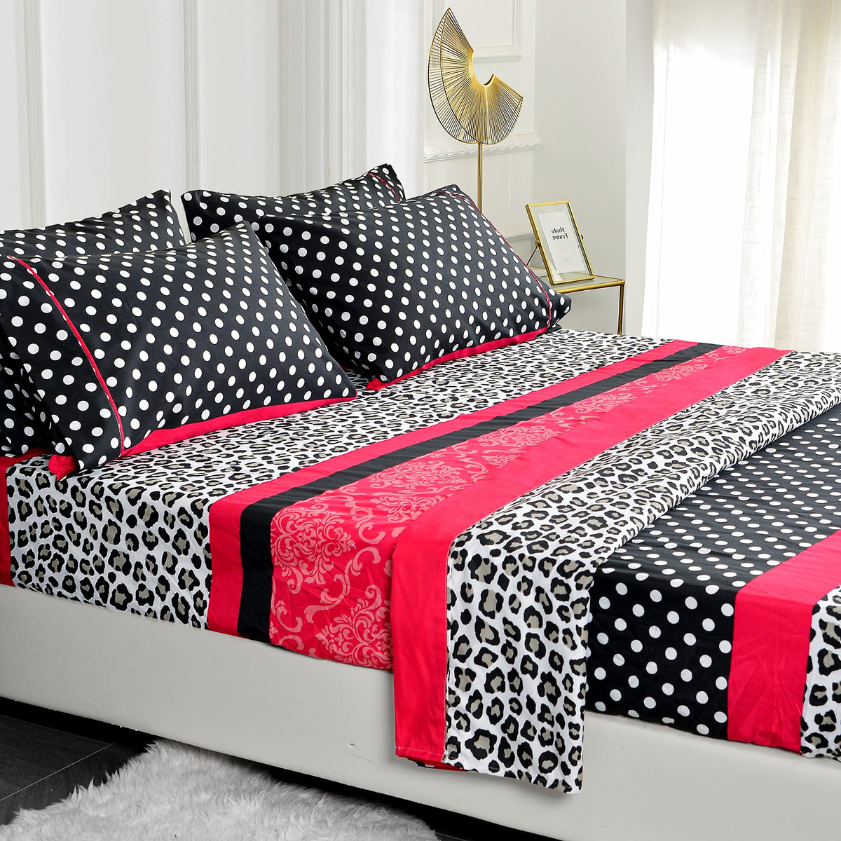American Home Collection 6 Piece Bed Sheet Set - Double Brushed Microfiber Print Sheet Set - 14 ' Deep Pocket - Wrinkle, Fade,