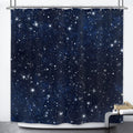Riyidecor Night Sky Space Shower Curtain (No Glitter) Star Bathroom Decor 72Wx72H Inch Backdrop Dark Blue Cosmic Starry Fantasy 