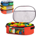 Rexmica 4pcs Toy Storage Organizer Container Bag Compatible with LEGO Bricks, Travel Bag for Building Bricks, Puzzle, Car Toy, M