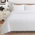 Cozy Line Home Fashions Solid White 100% Cotton Quilt Bedding Set, Lightweight For All Seasons Bedspread Coverlet (Maze, Twin-2