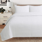 Cozy Line Home Fashions Solid White 100% Cotton Quilt Bedding Set, Lightweight For All Seasons Bedspread Coverlet (Maze, Twin-2