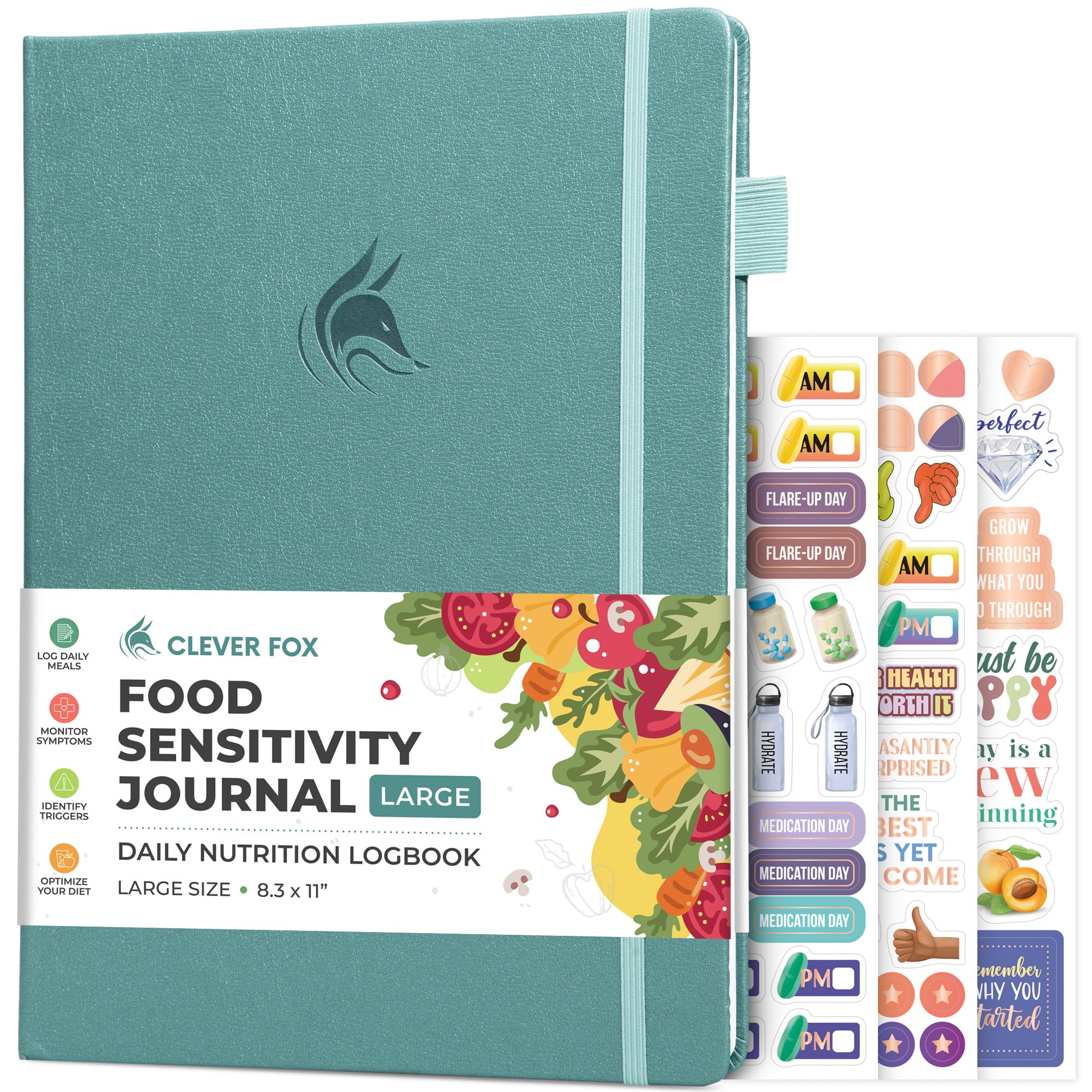 Clever Fox Food Sensitivity Journal Large - Daily Intolerance & Symptom Log For Ibs, Diabetic, Low Fodmap, Elimination Diet - He