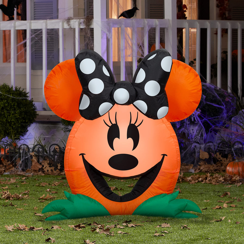 Gemmy Airblown Inflatable Cutie Minnie Mouse Disney, 3 Ft Tall, Orange