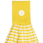 Cackleberry Home Gingham Check Terrycloth Hanging Kitchen Hand Towel Cotton With Button Accent, Set Of 2 (Charcoal Gray)