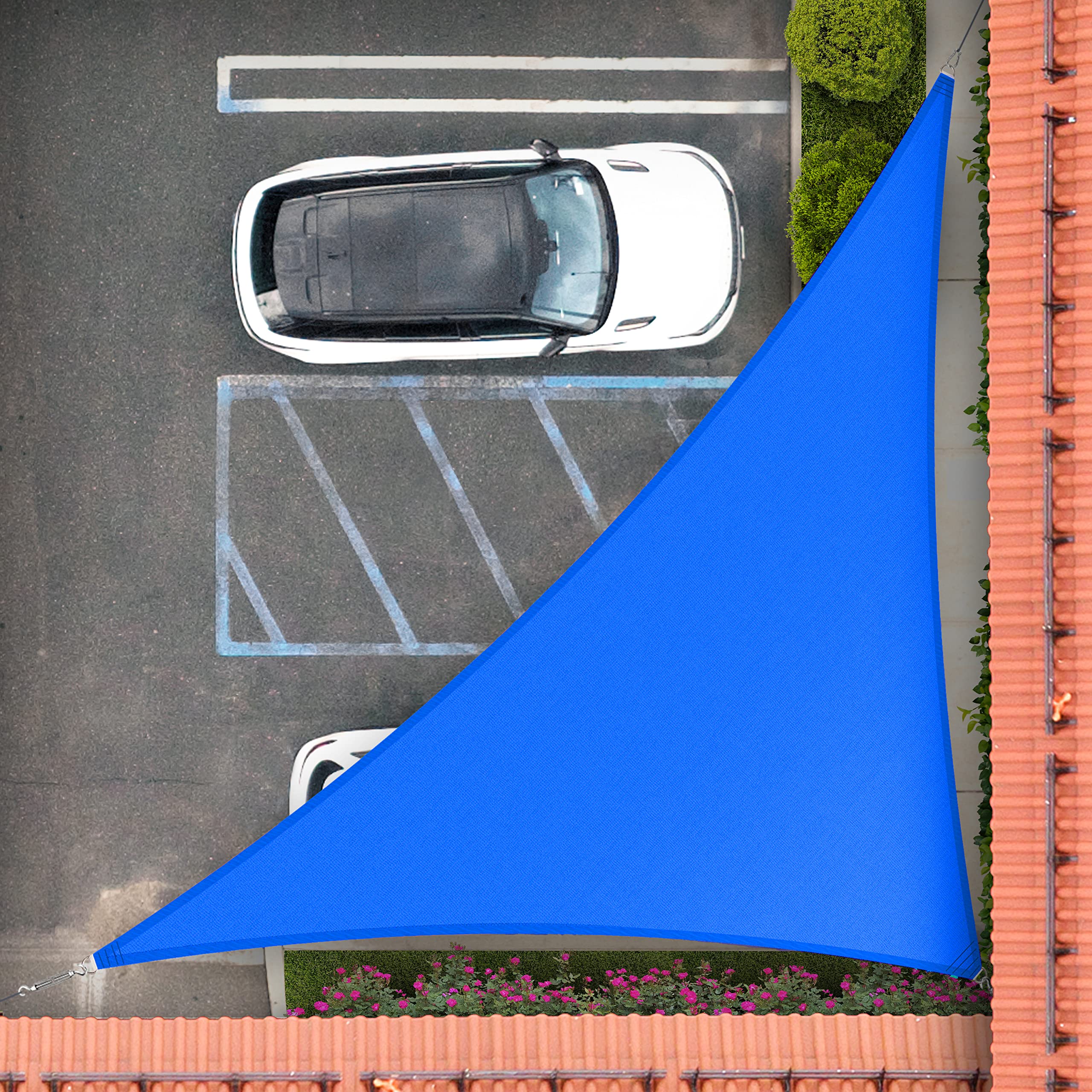 Royal Shade 15' X 20' X 25' Blue Right Triangle Sun Shade Sail Order To Make Rstaprt10, Upf50+ 95% Uv Blockage, 200Gsm Commercia