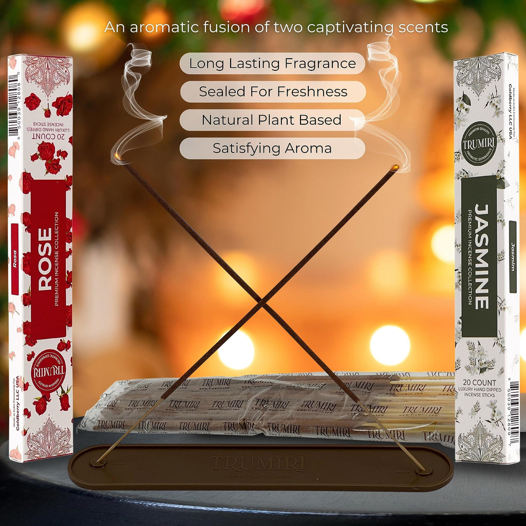 Trumiri Incense Sticks - Combo Pack Of 40 Insence-Sticks - 20 Rose + 20 Jasmine - Insenses - Insents - Incents - Inscense - Ince