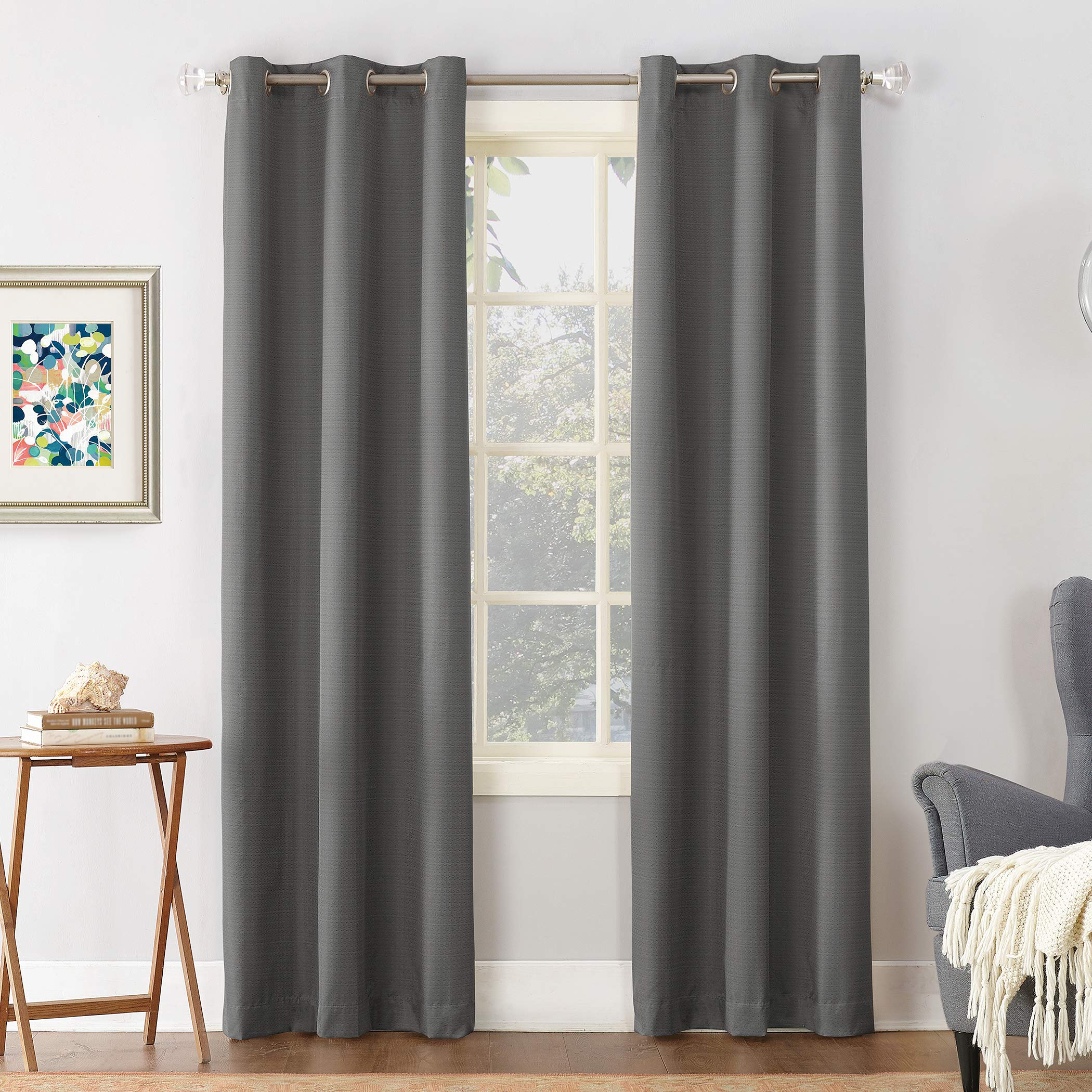 Sun Zero Cooper Thermal Insulated Energy Efficient Grommet Curtain Panel, 40 x 63, Charcoal
