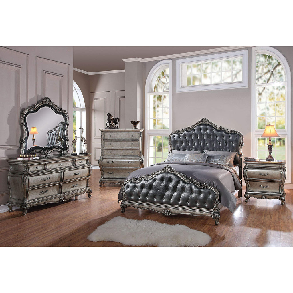 Acme Chantelle Wooden Frame Mirror In Pearl White