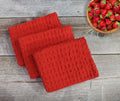 Cotton Candy Dish Towels for Kitchen, Cotton Hand Towel, Wiping Cloths, Waffle Cloth Terry (Pack of 3)  Red, Mod_CKT_077