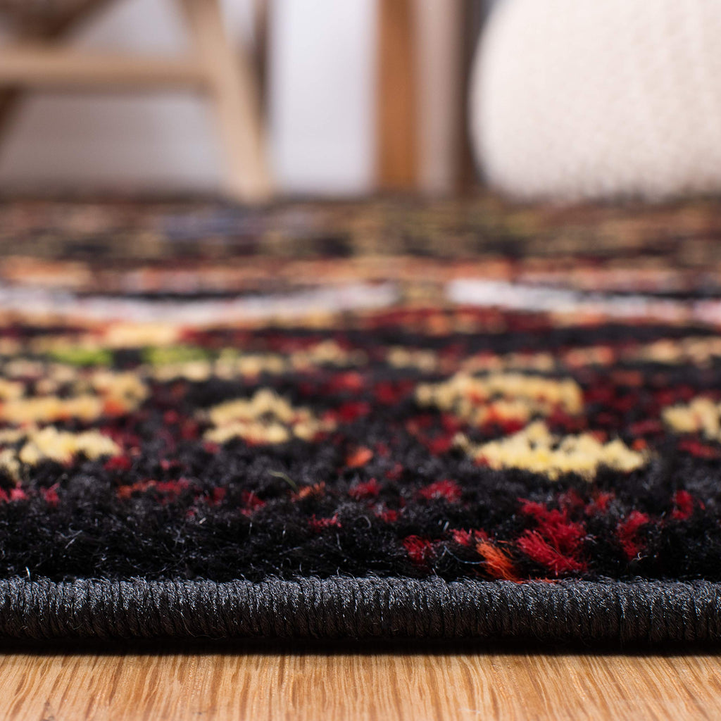 Safavieh Amsterdam Collection Area Rug - 5'1'' Square, Black & Multi, Moroccan Boho Design, Non-Shedding & Easy Care, Ideal For