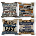 Welcome To The Lake Throw Pillow Case, 18 X 18 Inch Set Of 4, Lake Rules Decor, Lake House Decor For The Home, Lake Cabin Decor,