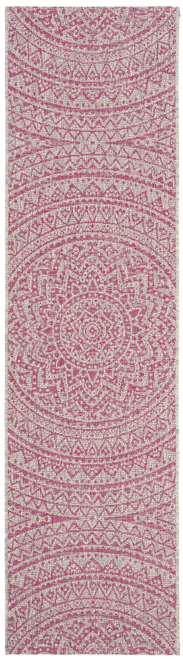 Safavieh Courtyard Collection 27.6' X 96' Light Grey/Fuchsia Cy8734 Indoor/ Outdoor Waterproof Easy Cleaning Patio Backyard Mudroom Runner Rug
