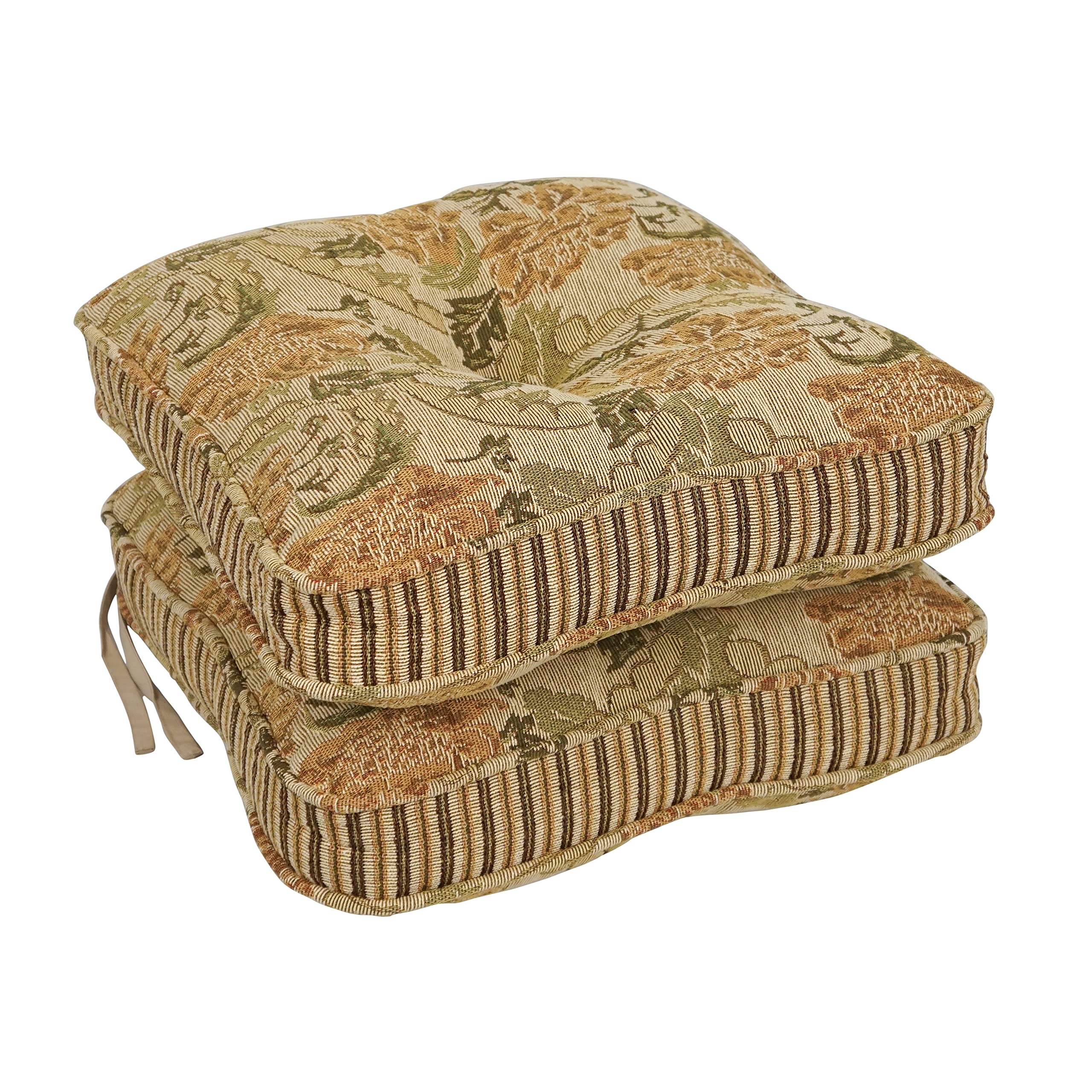 Blazing Needles Corded Tapestry Chair Cushion, 17&quot;, Tan/Beige 2 Count