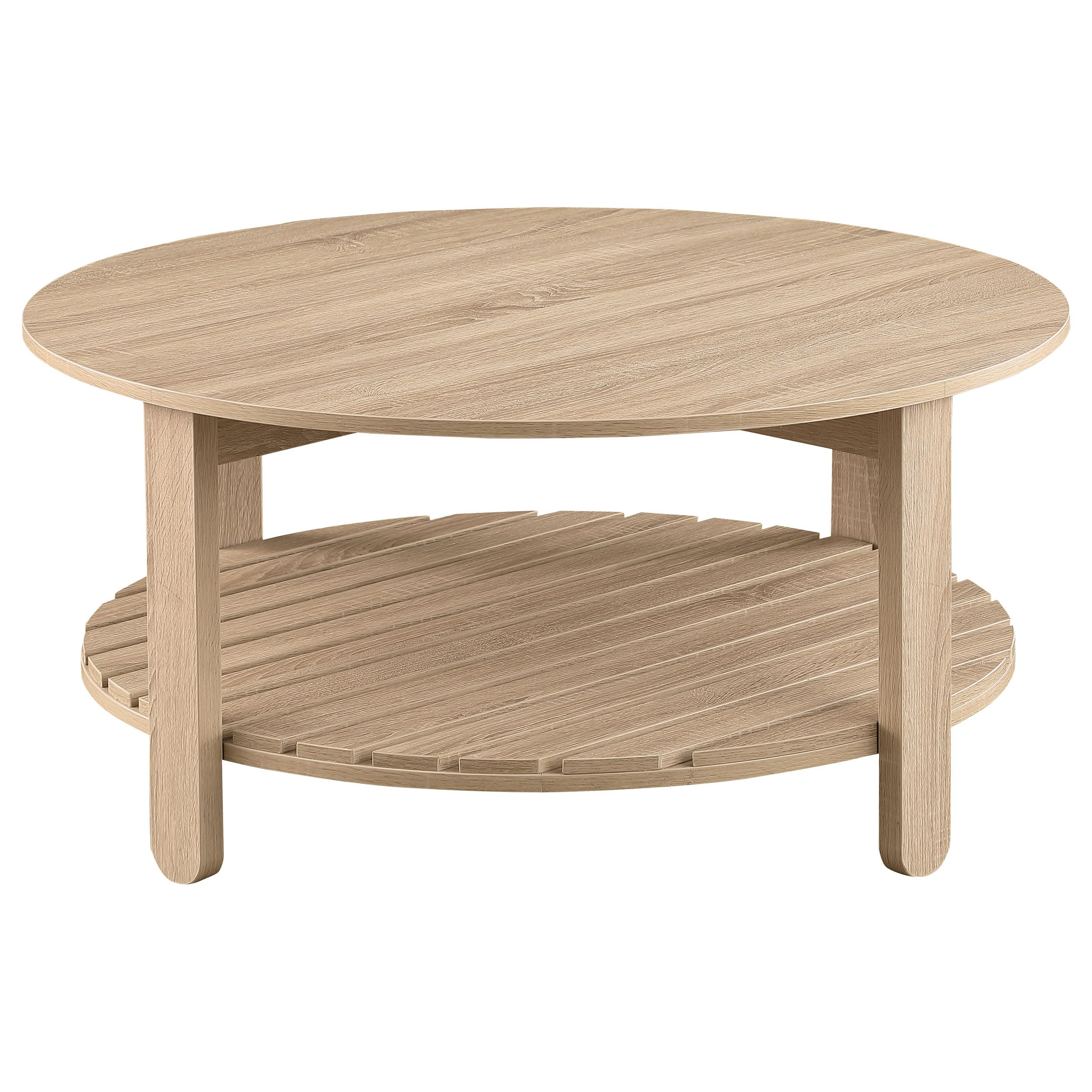 Coaster Home Furnishings Fowler 1-Shelf Round Engineered Wood Coffee Table Natural