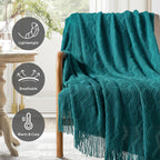 Bourina Throw Blanket Textured Solid Soft Throws And Blankets For Sofa Or Bed Knitted Decorative Blanket Ripple 50X60 Inches Pin