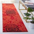 SAFAVIEH Adirondack Collection Runner Rug - 22 x 9, Red & Black, Floral Glam Damask Distressed Design, Non-Shedding & Easy Car