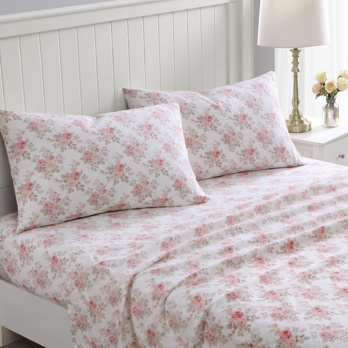 Laura Ashley Home - Twin Sheets, Cotton Flannel Bedding Set, Brushed For Extra Softness  Comfort (Lisalee, Twin)