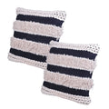 The Urban Port Adiv 18 x 18 Handcrafted Shaggy Cotton Accent Throw Pillows, Handknit Yarn, Set of 2, White, Black, 2 Count