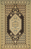Mad Mats Traditional Outdoor Rug, Reversible Plastic Mat (6' X 9', Oriental Turkish - Black/Brown) For Patio, Porch, Poolside, M