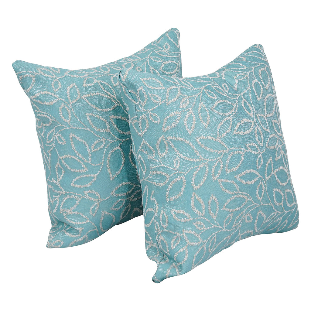 Blazing Needles Square Polyester Jacquard Throw Pillows, 17", Florian Caribb 2 Count