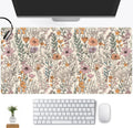 Wild Flowers Desk Mat Gaming Mouse Pad Extra Large, Floral Cute Keyboard Mouse Mat Xxl, Full Desk Mousepad Desk Protector Mats,