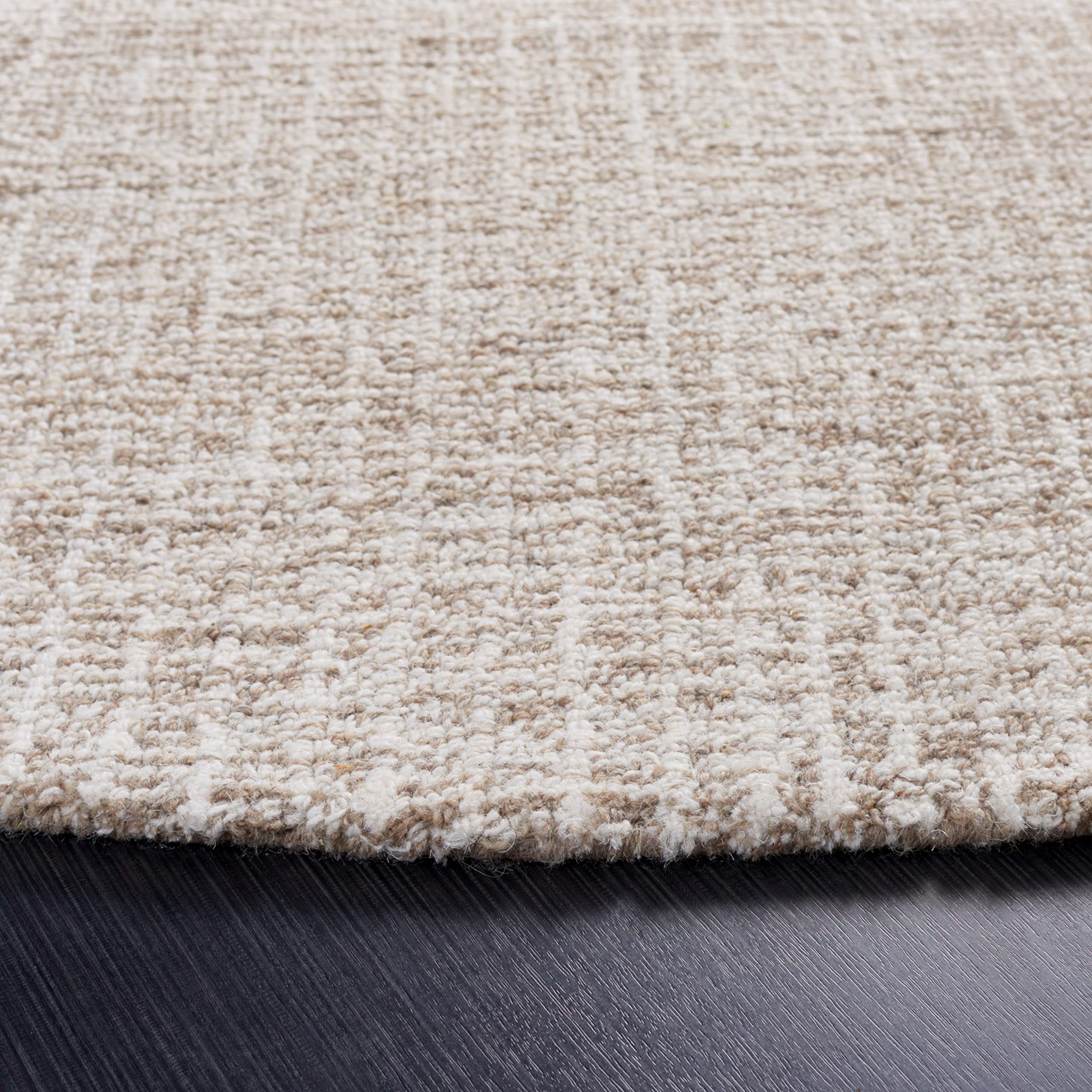 Safavieh Abstract Collection Area Rug - 4' Round, Ivory & Grey, Handmade Wool, Ideal For High Traffic Areas In Living Room, Bedr